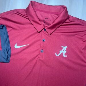 Nike Shirt Men’s Sz XL Red Alabama Crimson Tide Football Polo Dri-fit S/S